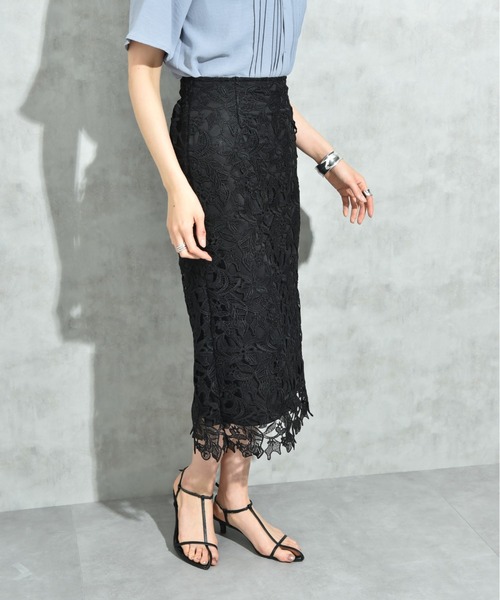 INTERPLANET（インタープラネット）の「ケミカルレースＢＡＣＫファスナータイトスカート（スカート・レディース・ネイビー/ブラック・FREE）」の8枚目の写真