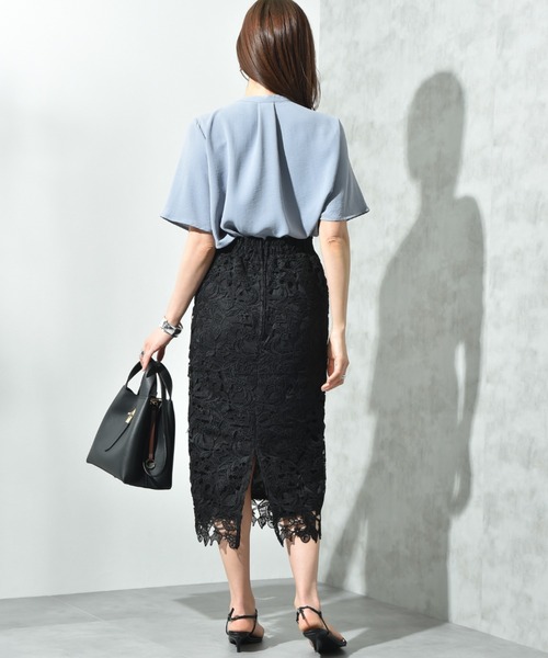 INTERPLANET（インタープラネット）の「ケミカルレースＢＡＣＫファスナータイトスカート（スカート・レディース・ネイビー/ブラック・FREE）」の5枚目の写真