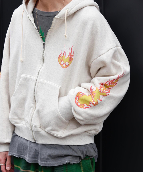 セール】TOY DEVIL / トイデビル DEVIL ZIP HOODIE-FIRE DEVIL
