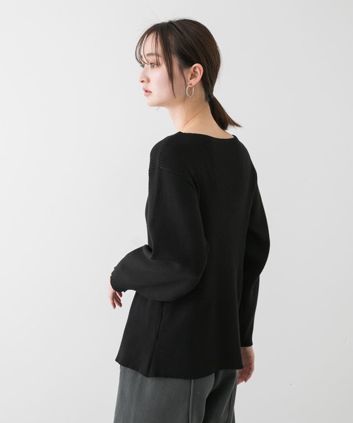 SENSE OF PLACE by URBAN RESEARCH（センスオブプレイスバイアーバンリサーチ）の「ボートネックジップカーディガン（カーディガン/ボレロ・レディース・アイボリー/ブラック/グレー・ONE）」の6枚目の写真