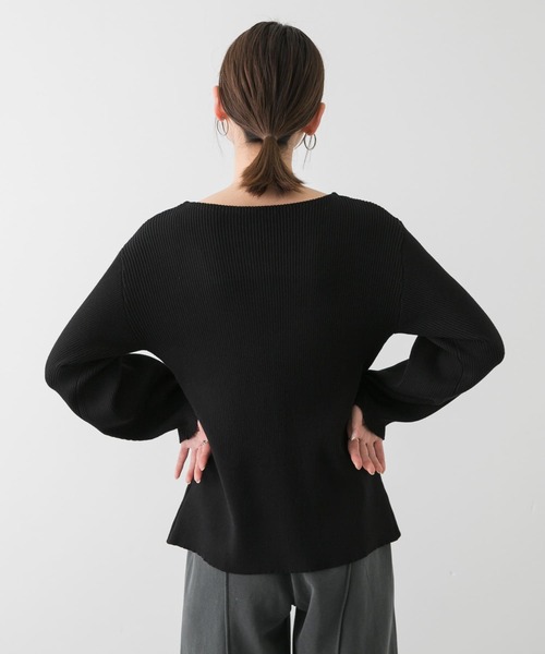 SENSE OF PLACE by URBAN RESEARCH（センスオブプレイスバイアーバンリサーチ）の「ボートネックジップカーディガン（カーディガン/ボレロ・レディース・アイボリー/ブラック/グレー・ONE）」の5枚目の写真