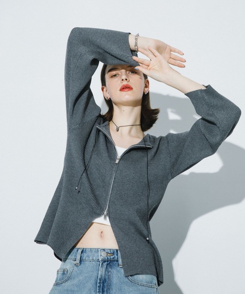 SENSE OF PLACE by URBAN RESEARCH（センスオブプレイスバイアーバンリサーチ）の「ボートネックジップカーディガン（カーディガン/ボレロ・レディース・アイボリー/ブラック/グレー・ONE）」の21枚目の写真