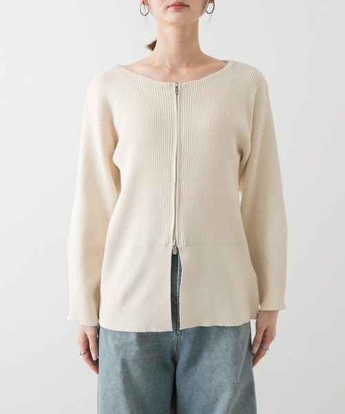 SENSE OF PLACE by URBAN RESEARCH（センスオブプレイスバイアーバンリサーチ）の「ボートネックジップカーディガン（カーディガン/ボレロ・レディース・アイボリー/ブラック/グレー・ONE）」の20枚目の写真