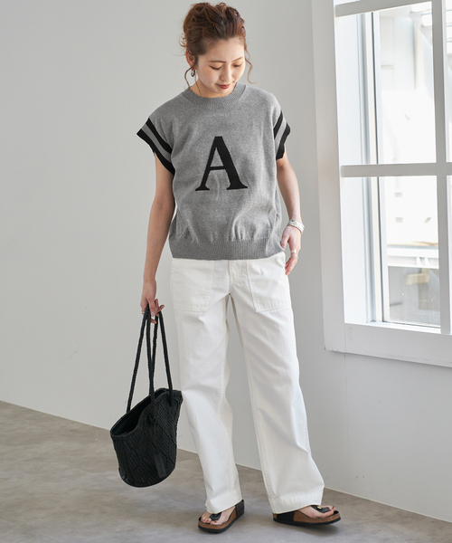 ⭐︎新品⭐︎Spick and Span アルファベットジャガードフレンチトップス セール】アルファベットジャガードフレンチニット（ニット