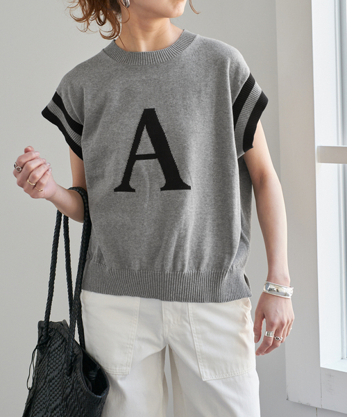 ⭐︎新品⭐︎Spick and Span アルファベットジャガードフレンチトップス ⭐︎新品⭐︎Spick and Span アルファベットジャガードフレンチ
