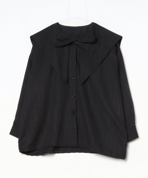 Per sist ence（パーシエンス）の「ビッグカラーチュニックブラウス（シャツ/ブラウス・レディース・ホワイト/ブラック・FREE）」の4枚目の写真