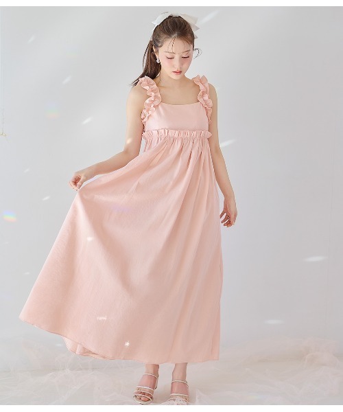 00s 超希少 TRALALA ビッグリボン パールチャームピンクキャミワンピ Chico（チコ）の「バック細リボンマルチウェイキャミワンピース