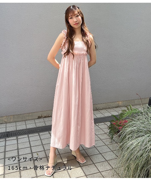 PEACH JOHN（ピーチジョン）の「フリルギャザーバックリボンワンピ（ワンピース・レディース・ピンク/カーキ/アイボリー・ONE SIZE）」の17枚目の写真