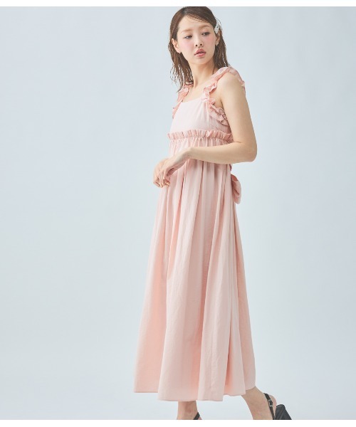 PEACH JOHN（ピーチジョン）の「フリルギャザーバックリボンワンピ（ワンピース・レディース・ピンク/カーキ/アイボリー・ONE SIZE）」の15枚目の写真