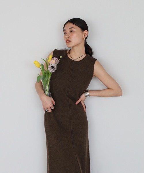 セール】sleeveless summer knit one piece / ノースリサマー