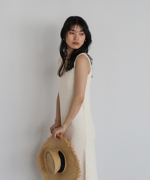 ENC(エンク)の「sleeveless summer knit one piece / ノースリサマーニットワンピース(ワンピース・レディース・アイボリー/ブラック/ダークブラウン・FREE)」の14枚目の写真