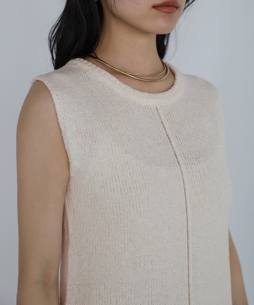 ENC(エンク)の「sleeveless summer knit one piece / ノースリサマーニットワンピース(ワンピース・レディース・アイボリー/ブラック/ダークブラウン・FREE)」の16枚目の写真