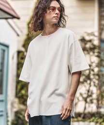 mt9656-Zip Up Henley Neck Waffle Cut sew Tシャツ