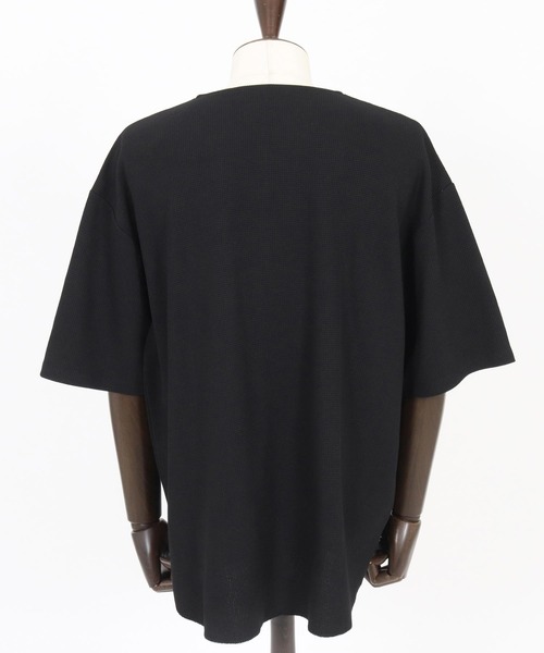 CAMBIO(カンビオ)の「mt9656-Zip Up Henley Neck Waffle Cut sew Tシャツ(Tシャツ/カットソー・メンズ・ホワイト/ブラック・S/M/L)」の16枚目の写真