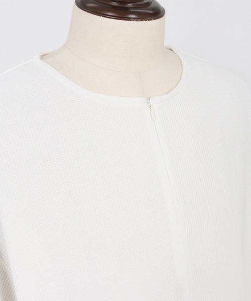 CAMBIO(カンビオ)の「mt9656-Zip Up Henley Neck Waffle Cut sew Tシャツ(Tシャツ/カットソー・メンズ・ホワイト/ブラック・S/M/L)」の19枚目の写真