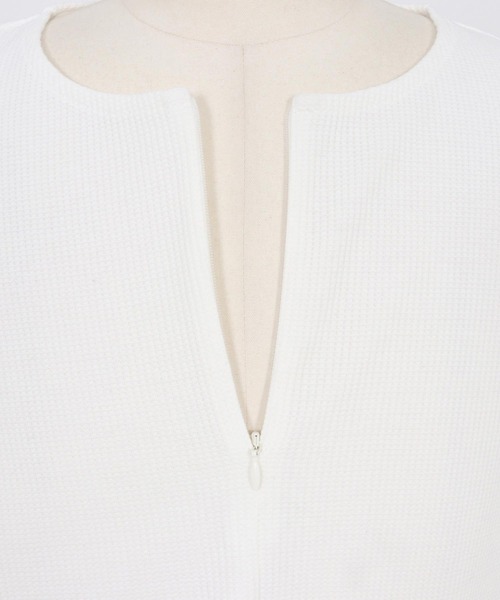 CAMBIO(カンビオ)の「mt9656-Zip Up Henley Neck Waffle Cut sew Tシャツ(Tシャツ/カットソー・メンズ・ホワイト/ブラック・S/M/L)」の20枚目の写真