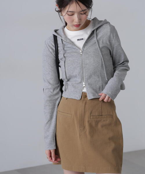 FREE'S MART（フリーズマート）の「◆フィットジップパーカー（パーカー・レディース・グレー/ホワイト/グリーン・FREE）」の5枚目の写真