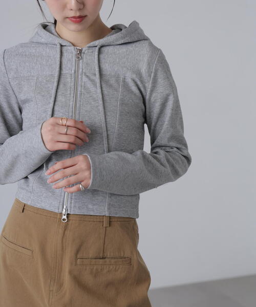 FREE'S MART（フリーズマート）の「◆フィットジップパーカー（パーカー・レディース・グレー/ホワイト/グリーン・FREE）」の15枚目の写真