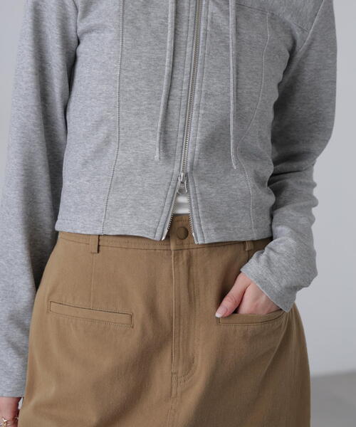 FREE'S MART（フリーズマート）の「◆フィットジップパーカー（パーカー・レディース・グレー/ホワイト/グリーン・FREE）」の16枚目の写真