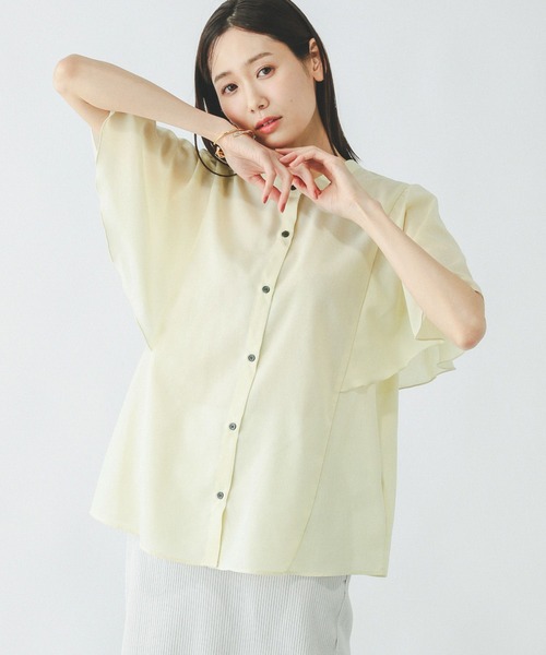 リネンフリルブラウス 12closet(トゥエルブクローゼット)の【石上美津江さんコラボ