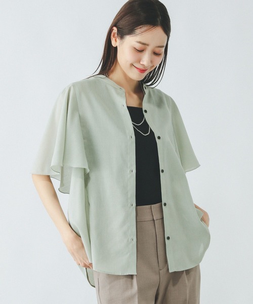 リネンフリルブラウス 12closet(トゥエルブクローゼット)の【石上美津江さんコラボ