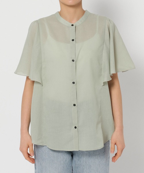 GLOBAL WORK（グローバルワーク）の「イージーケアリネンフリルブラウス/288652（シャツ/ブラウス・レディース・ミント/ブルー系その他/ストライプ/ブラック/ライトイエロー/ピンク・MEDIUM/LARGE/SMALL）」の12枚目の写真