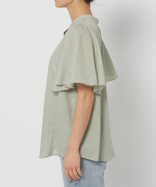 GLOBAL WORK（グローバルワーク）の「イージーケアリネンフリルブラウス/288652（シャツ/ブラウス・レディース・ミント/ブルー系その他/ストライプ/ブラック/ライトイエロー/ピンク・MEDIUM/LARGE/SMALL）」の13枚目の写真