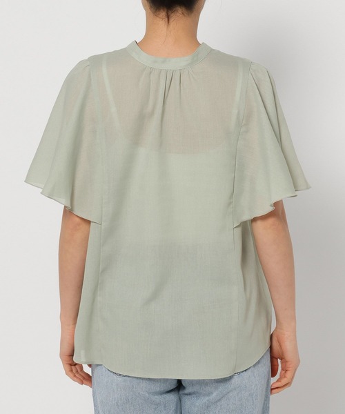 GLOBAL WORK（グローバルワーク）の「イージーケアリネンフリルブラウス/288652（シャツ/ブラウス・レディース・ミント/ブルー系その他/ストライプ/ブラック/ライトイエロー/ピンク・MEDIUM/LARGE/SMALL）」の14枚目の写真