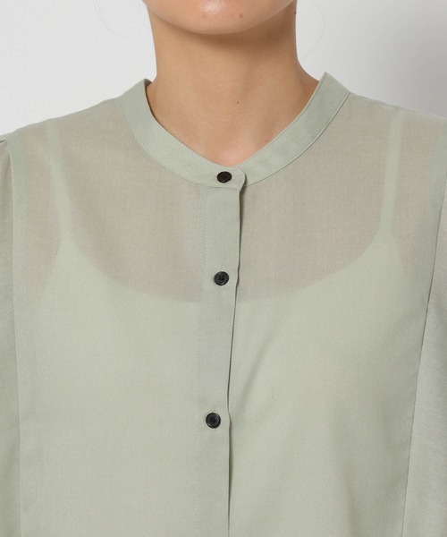 GLOBAL WORK（グローバルワーク）の「イージーケアリネンフリルブラウス/288652（シャツ/ブラウス・レディース・ミント/ブルー系その他/ストライプ/ブラック/ライトイエロー/ピンク・MEDIUM/LARGE/SMALL）」の15枚目の写真