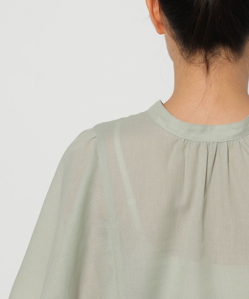 GLOBAL WORK（グローバルワーク）の「イージーケアリネンフリルブラウス/288652（シャツ/ブラウス・レディース・ミント/ブルー系その他/ストライプ/ブラック/ライトイエロー/ピンク・MEDIUM/LARGE/SMALL）」の16枚目の写真