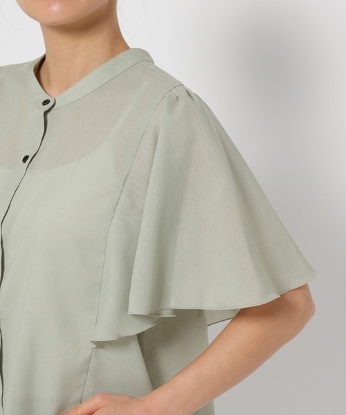 GLOBAL WORK（グローバルワーク）の「イージーケアリネンフリルブラウス/288652（シャツ/ブラウス・レディース・ミント/ブルー系その他/ストライプ/ブラック/ライトイエロー/ピンク・MEDIUM/LARGE/SMALL）」の17枚目の写真