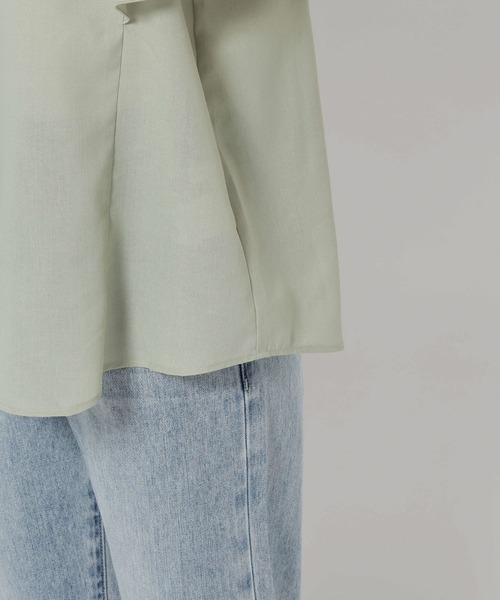 GLOBAL WORK（グローバルワーク）の「イージーケアリネンフリルブラウス/288652（シャツ/ブラウス・レディース・ミント/ブルー系その他/ストライプ/ブラック/ライトイエロー/ピンク・MEDIUM/LARGE/SMALL）」の18枚目の写真