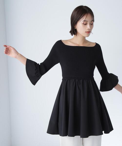 NATURAL BEAUTY BASIC(ナチュラルビューティーベーシック)の「◇ドッキングペプラムチュニック(ニット/セーター・レディース・ブラック/ベージュ/ライトグリーン・FREE)」の2枚目の写真