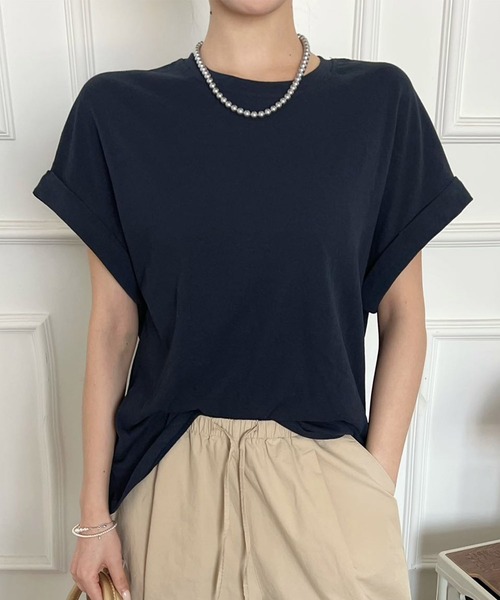 BANICO(バニコ)の「ゆったりシルエットTシャツ (SS)(Tシャツ/カットソー・レディース・ダークグリーン/グレー/ライトグレー/ネイビー/ベージュ/ホワイト/ライトベージュ/ブルー・LARGE/MEDIUM)」の7枚目の写真