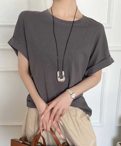 BANICO(バニコ)の「ゆったりシルエットTシャツ (SS)(Tシャツ/カットソー・レディース・ダークグリーン/グレー/ライトグレー/ネイビー/ベージュ/ホワイト/ライトベージュ/ブルー・LARGE/MEDIUM)」の3枚目の写真