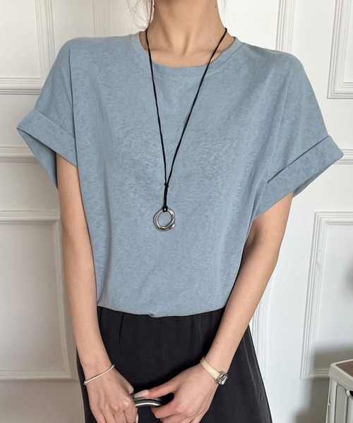 BANICO(バニコ)の「ゆったりシルエットTシャツ (SS)(Tシャツ/カットソー・レディース・ダークグリーン/グレー/ライトグレー/ネイビー/ベージュ/ホワイト/ライトベージュ/ブルー・LARGE/MEDIUM)」の12枚目の写真