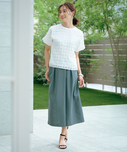 J.PRESS Ladies(J.プレス レディス)の「【洗える】チェックコンビジャージー カットソー(Tシャツ/カットソー・レディース・ブラック系3/ホワイト系3・SMALL)」の4枚目の写真