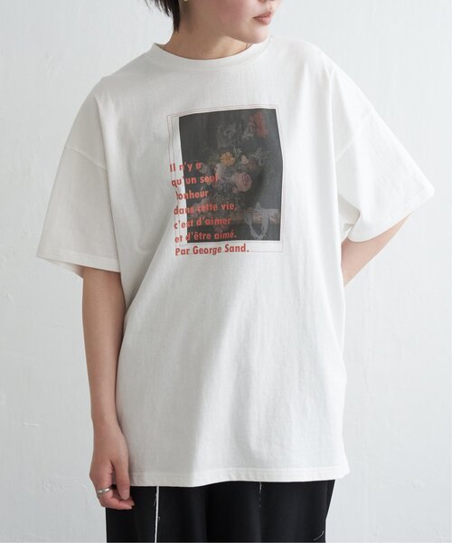 VENCEEXCHANGE（ヴァンスエクスチェンジ）の「フラワープリントオーバーサイズTシャツ（Tシャツ/カットソー・レディース・オフホワイト/その他1/ブラック・FREE）」の3枚目の写真