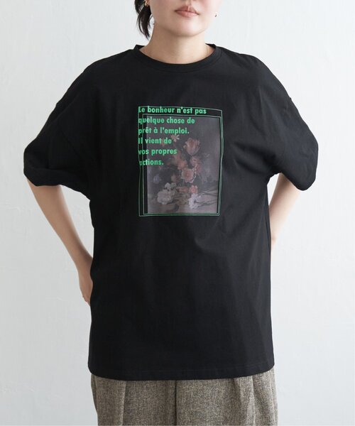 VENCEEXCHANGE（ヴァンスエクスチェンジ）の「フラワープリントオーバーサイズTシャツ（Tシャツ/カットソー・レディース・オフホワイト/その他1/ブラック・FREE）」の2枚目の写真