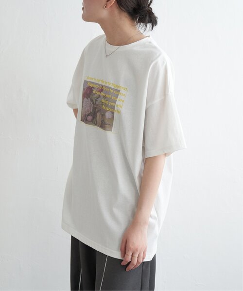 VENCEEXCHANGE（ヴァンスエクスチェンジ）の「フラワープリントオーバーサイズTシャツ（Tシャツ/カットソー・レディース・オフホワイト/その他1/ブラック・FREE）」の6枚目の写真