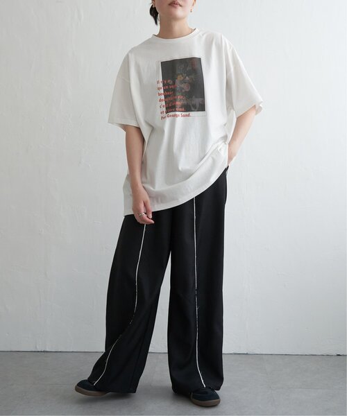 VENCEEXCHANGE（ヴァンスエクスチェンジ）の「フラワープリントオーバーサイズTシャツ（Tシャツ/カットソー・レディース・オフホワイト/その他1/ブラック・FREE）」の20枚目の写真