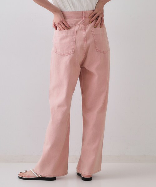 OPAQUE.CLIP（オペークドットクリップ）の「ワイドストレートカラーデニム【洗濯機洗い可】（デニムパンツ・レディース・チャコールグレー/ベビーピンク・40/38）」の7枚目の写真