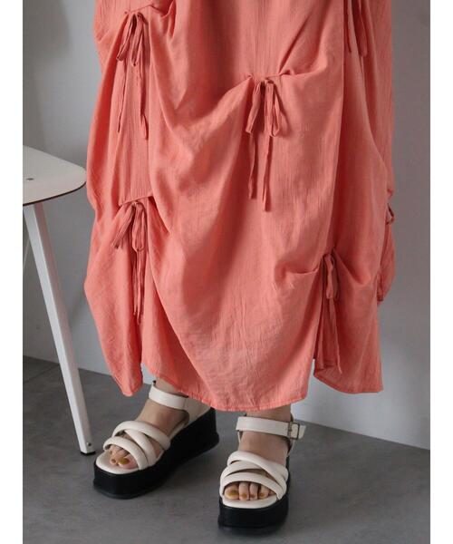 ehka sopo(エヘカソポ)の「リボンキャミワンピース(ワンピース・レディース・キナリ/オレンジ/ブラック・F)」の3枚目の写真