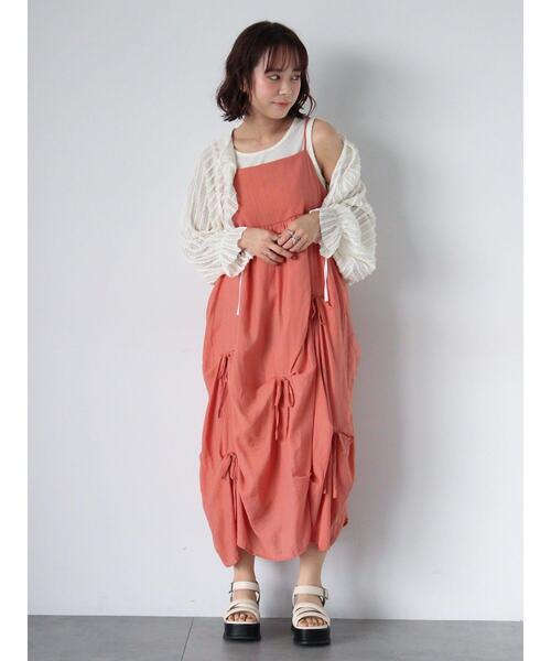 ehka sopo(エヘカソポ)の「リボンキャミワンピース(ワンピース・レディース・キナリ/オレンジ/ブラック・F)」の5枚目の写真