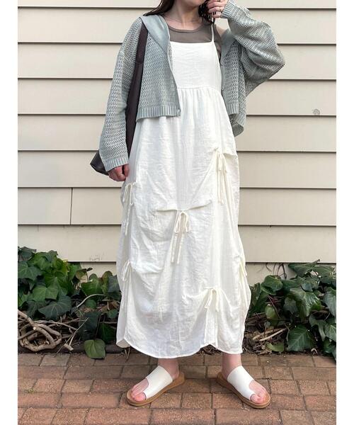 ehka sopo(エヘカソポ)の「リボンキャミワンピース(ワンピース・レディース・キナリ/オレンジ/ブラック・F)」の13枚目の写真