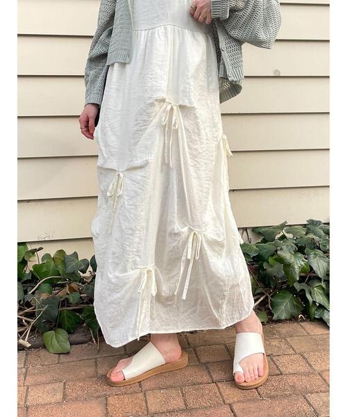 ehka sopo(エヘカソポ)の「リボンキャミワンピース(ワンピース・レディース・キナリ/オレンジ/ブラック・F)」の18枚目の写真