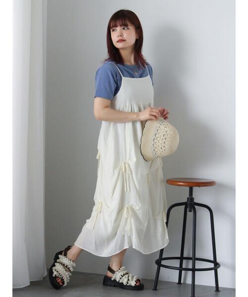 ehka sopo(エヘカソポ)の「リボンキャミワンピース(ワンピース・レディース・キナリ/オレンジ/ブラック・F)」の19枚目の写真