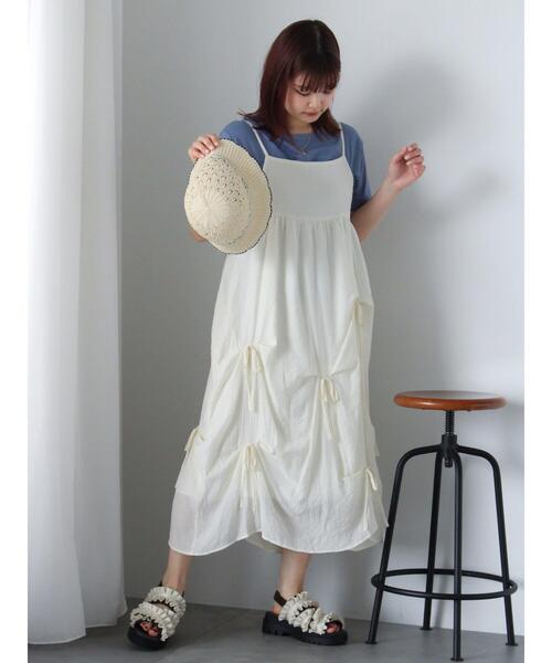 ehka sopo(エヘカソポ)の「リボンキャミワンピース(ワンピース・レディース・キナリ/オレンジ/ブラック・F)」の20枚目の写真