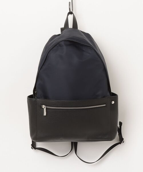 BEAMS F（ビームスエフ）の「PELLETIER / ナイロン × レザー コンビネーション デイパック（トートバッグ・メンズ・グレー/ブラック/ネイビー・ONE SIZE）」の3枚目の写真