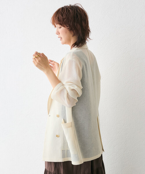 RIVE DROITE(リヴドロワ)の「【清涼感◎】カラミメッシュテーラードジャケット(テーラードジャケット・レディース・ブラック/グレイッシュベージュ/ホワイト系その他・FREE)」の13枚目の写真